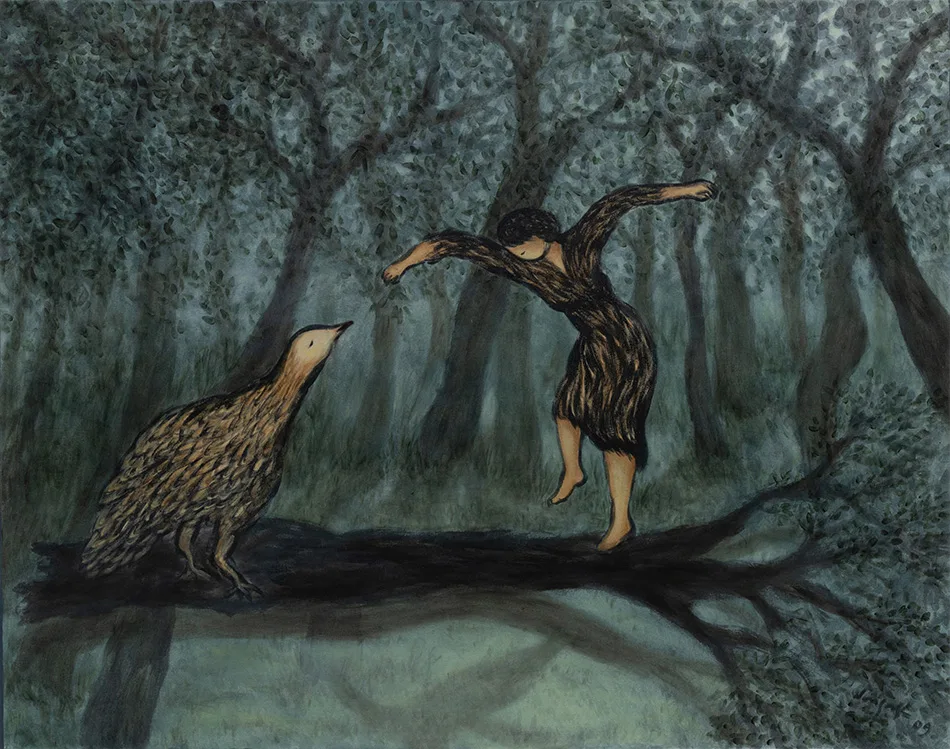 ‘Dance in the forest’, oil on canvas,142×180cm, 2009.